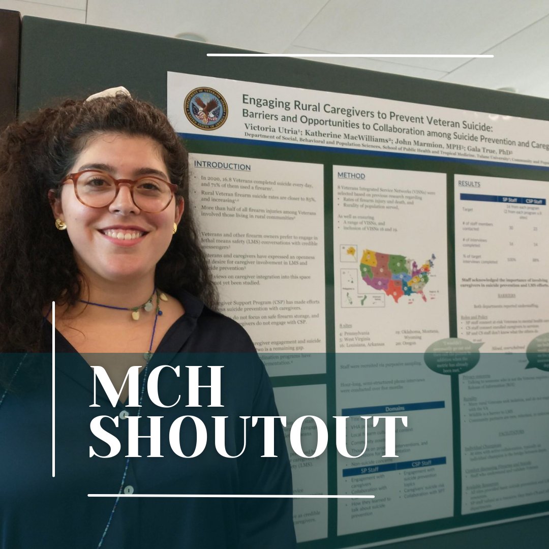 Shout out to our scholar, Victoria Utria for presenting at the Delta Omega Public Health Honorary Society Annual Research Poster Competition! 
Congrats!
#WeAreMCH #PublicHealthResearch
