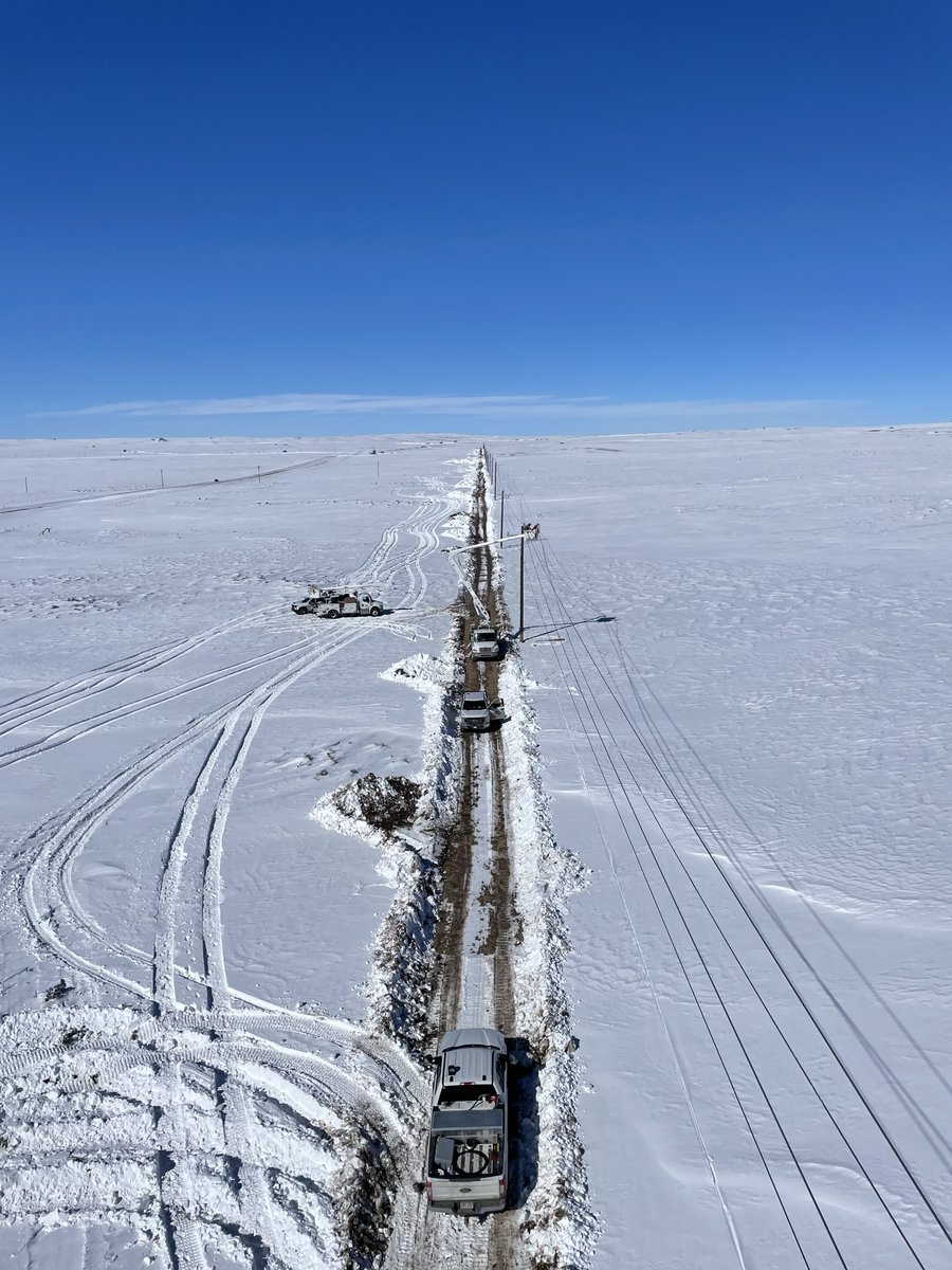 WeAreCVE's tweet photo. Today is National Lineman Appreciation Day! Let‘s remember &amp; thank the line workers who work hard 24/7. Featured here are CVE's line crews working on recent power line repair projects in Carbon County, UT and near Rawlins, WY. #thankalineworker #thankalineman #cachevalleyelectric https://t.co/dvA7GpNfUg