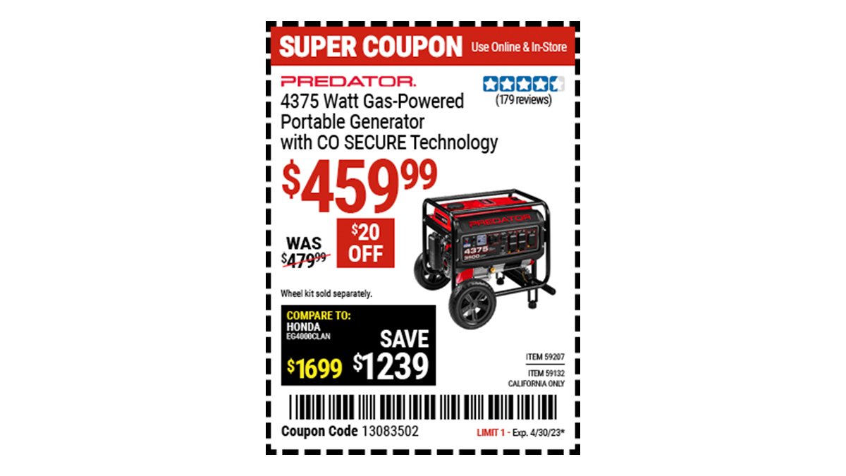 Harbor Freight on Twitter "Buy the PREDATOR 4375 Watt Gas Powered