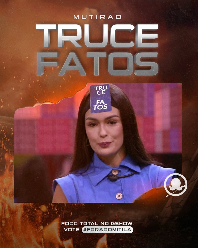 larisantosbe's tweet photo. 🐙 MUTIRÃO TRUCE FATOS INICIADO 🏹

❌ O voto é para ELIMINAR, portanto votem em DOMITILA.

🎯 META: 2 MIL RESPOSTAS.

🚨 A CADA 10 VOTOS, COMENTE UM EMOJI OU UMA LETRA! 

⏰ ENCERRA ÀS 20H.

📲: https://t.co/rtsMjvBnHC

#FicaLari #ForaDomitila #TeamLariSantos #BBB23 https://t.co/h9yLfG8iew