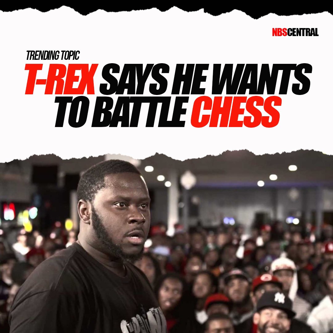 NOCLOUTMEDIA's tweet photo. T-REX VS CHESS‼️Should this happen in a big room or small room? https://t.co/oCxncbopc1