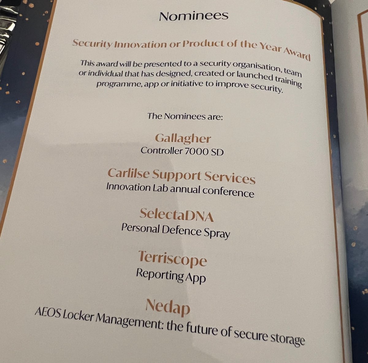TerriscopeApp's tweet photo. Congratulations to SelectaDNA for winning the Security Institute Award… we are so proud to have been nominated against such worthy winners https://t.co/ax8oSvSzJt