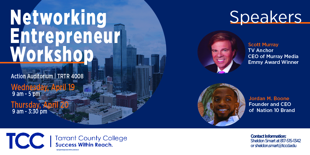 TCCollege's tweet photo. Join us at #TCCTrinityRiver April 19 & 20 for a dynamic series of business workshops focused on learning how to build a successful business. You'll have a chance to network w/premier small businesses for idea collaboration & real-world examples. Info at
https://t.co/i0Q6A9TLex https://t.co/9cHGkaCdzd