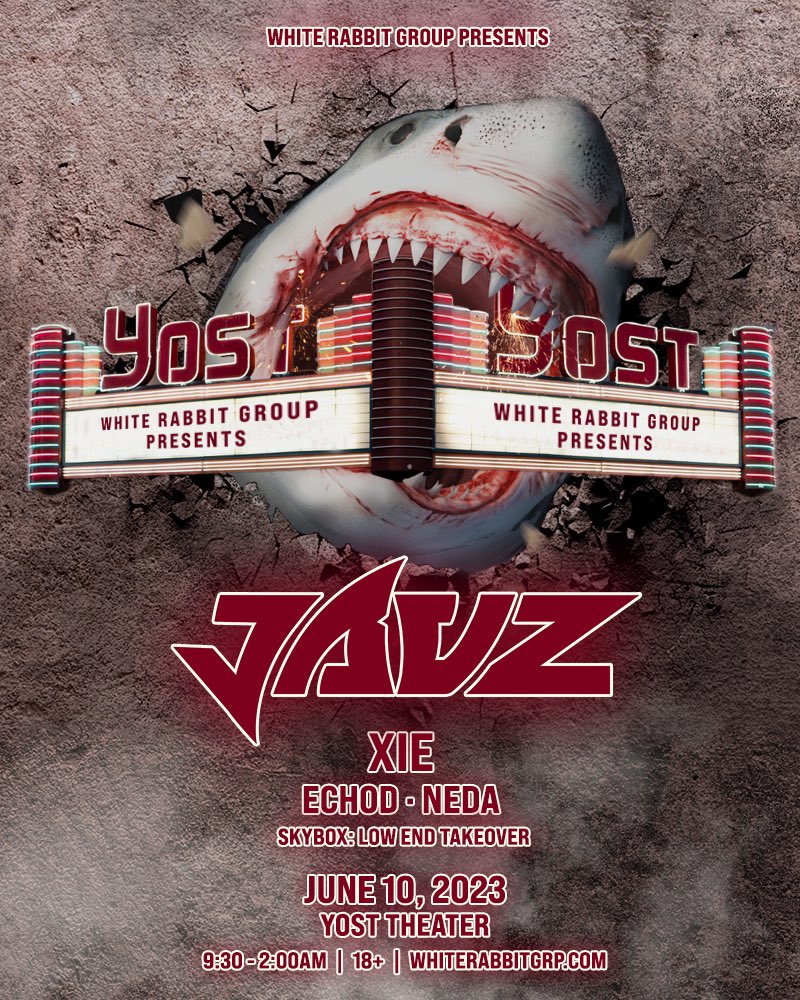 making a SPLASH with the return of shows at the legendary <a href="/yosttheater/">Yost Theater</a> this summer! 🦈🩸 anchored by the one and only <a href="/jauzofficial/">JAUZ</a>, this is gonna be one hell of a comeback show. stoked to be apart of local history — huge thanks to <a href="/whiterabbitgrp/">White Rabbit Group 🐰</a> for having me on!