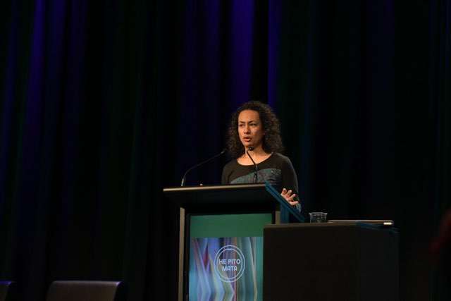 Kaikōrero Matua keynote from A/Prof Ocean Mercier shares her big conceptual idea that drives her mahi: "The place for mātauranga Māori is alongside science... or in Aotearoa the place for science is alongside mātauranga Māori" #HePitoMata