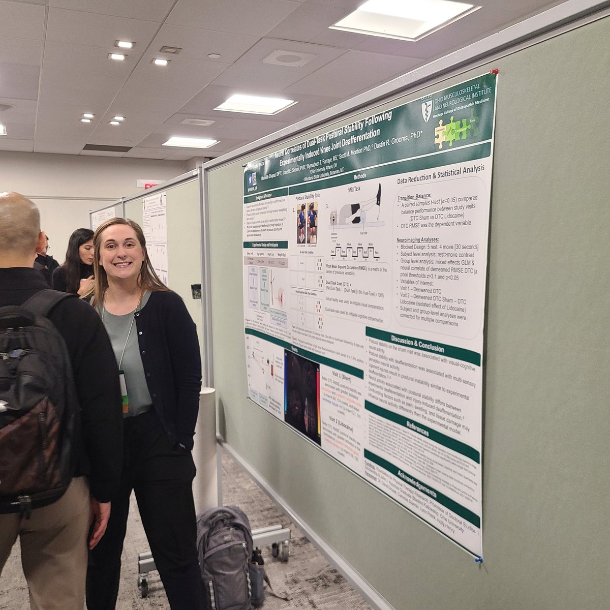 First up from @NMBHAL_Lab @OMNIohio @OhioU_PT is @MeredithChaput poster @ncm_soc #NCMVic23 on neuroplasticity of experimental knee joint deafferentation