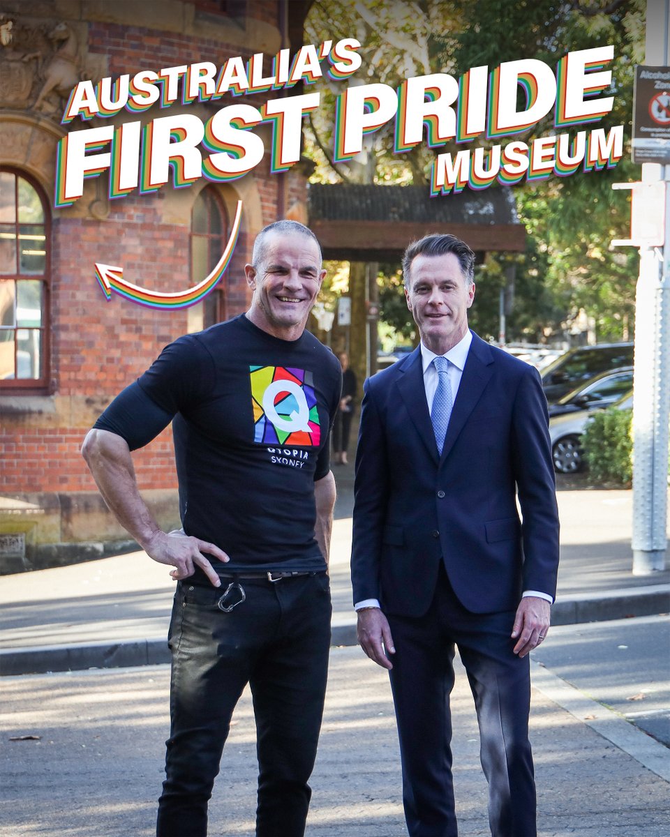 ChrisMinnsMP's tweet photo. A year ago, Ian Roberts came to me with an idea - to create Australia's first pride museum.

Now we're getting on and delivering it.

Turning a page on the Old Darlinghurst Police Station's story, where LGBTQ+ 78ers were held and beaten.

And writing into it a new chapter. https://t.co/2ot1UVqzjn