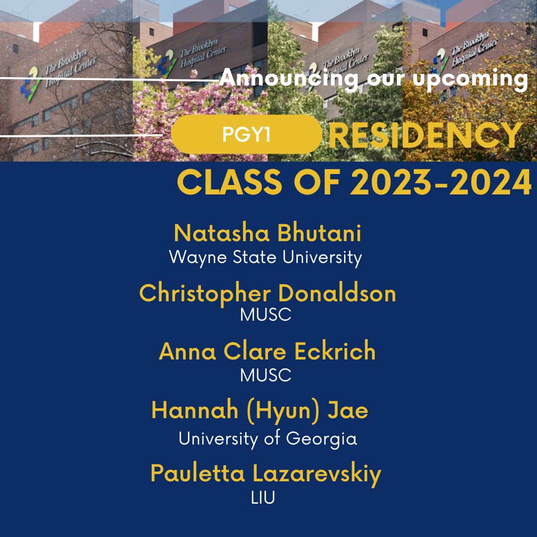 tbhcpharmres's tweet photo. Drum roll please! 🥁 We are thrilled to announce our matches for the upcoming residency year. Congrats! 🎉 #PharmRes #TwitteRx https://t.co/uhYz3XDw2F