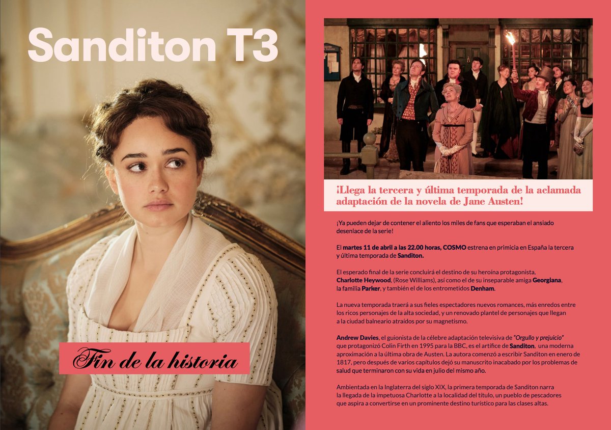 SanditonSister2's tweet photo. There's a #Sanditon S3 Press kit on the Cosmo site, with a 🇪🇸 pdf: 
🔗 https://t.co/lv3pjY62i9 https://t.co/AHugR5PGpu