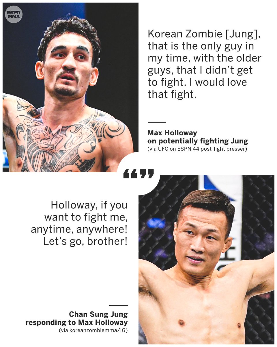 espnmma's tweet photo. The Korean Zombie responds to Max Holloway's callout 🧟‍♂️💪 https://t.co/N3sMCSH2ns