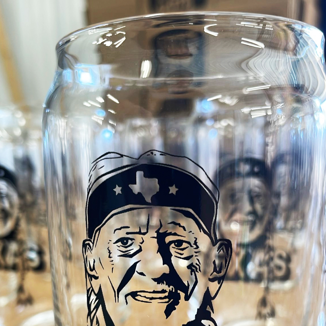 GustoGraphicTee's tweet photo. Willie excited about these new 16 oz can shaped glasses!  Durable and (top rack) dishwasher safe, the only way to go! We will have these stocked for the Blue Genie May Market - opening day is April 28th! 

#texas #design #illustration #willienelson #texaspride #shopsmall #texas_l https://t.co/VEZCzSDxEI
