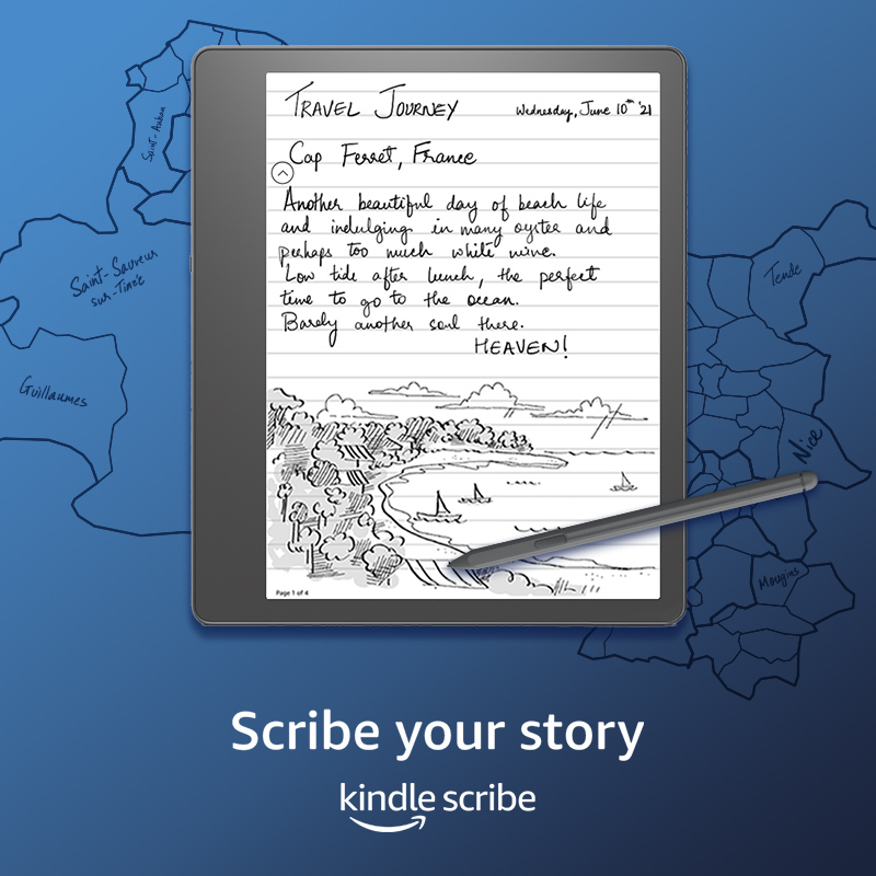 AmazonKindle's tweet photo. With Kindle Scribe, you can read and bring your thoughts to life in a journaling experience that feels natural.