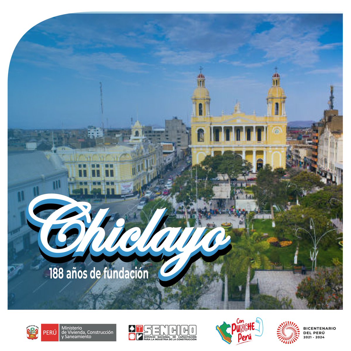 sencicoperu's tweet photo. 📌Desde #SENCICO conmemoramos los 188° aniversario de fundación de la ciudad de Chiclayo, orgullosos de estar presentes en la capital de la Amistad, reafirmamos nuestro compromiso de seguir #capacitando y #formando desde nuestra Sede Zonal de Sencico Chiclayo 🇵🇪 https://t.co/YXx03MoN3L