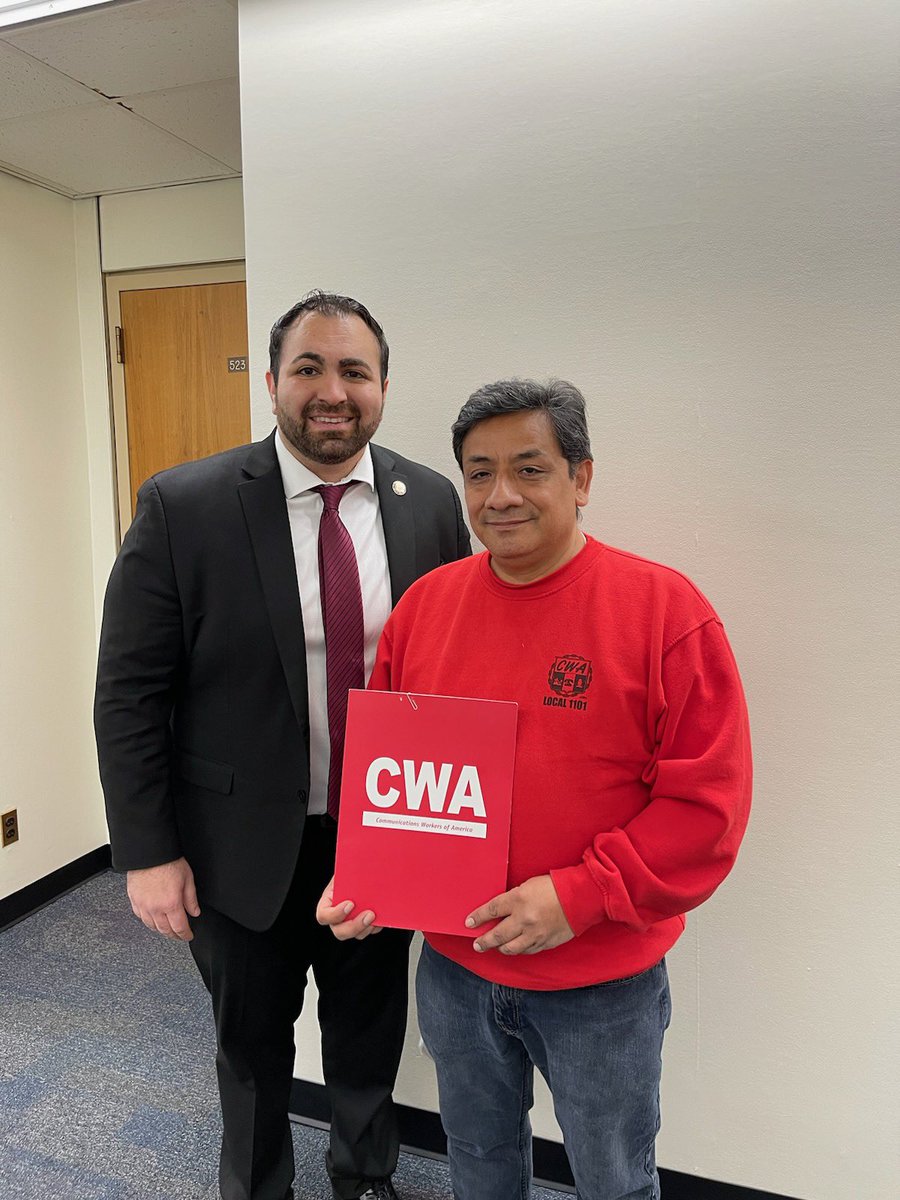 Our team was was up in Albany today to legislators about #ProtectEzpassJobs. With <a href="/NYSenator_JSS/">Senator Jessica Scarcella-Spanton</a> <a href="/MikeTannousis/">Mike Tannousis</a> and CWA 1101 (EZpass) member Bertino Correa!