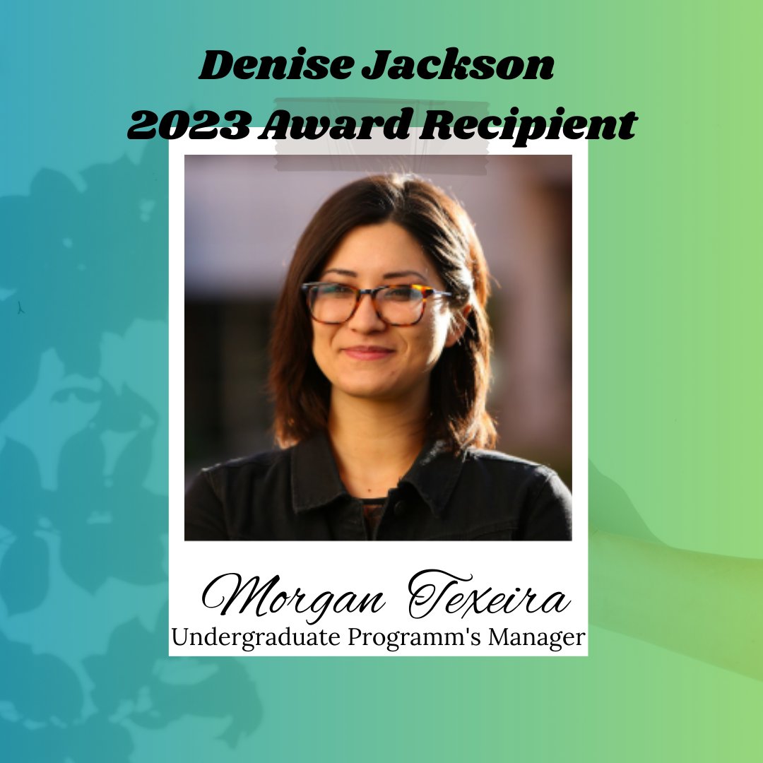 Hi All  
Denise Jackson Award for 2023 goes to Morgan Texeria !!
Morgan is our Undergraduate program manager at Dept of Physics.

 #DeptofPhysics  #ASU #Tempe #DeniseJackson #appreciation #awards #growth