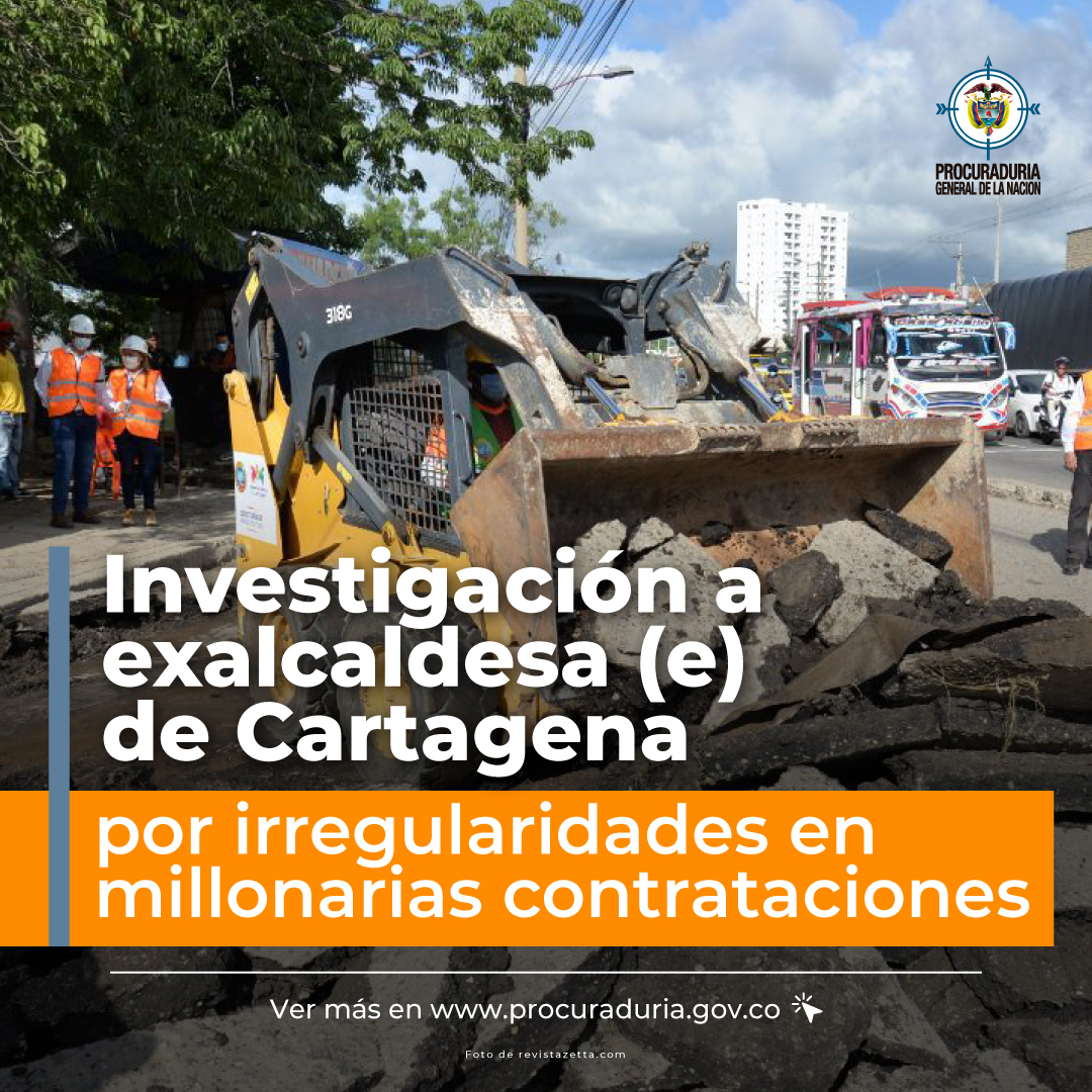 PGN_COL's tweet photo. .@GN_COL investiga a Yolanda Wong, exalcaldesa (e) de #Cartagena, por posibles irregularidades en contratación de obras por más de $20 mil millones. Habría recortado oportunidad de participación y pluralidad de oferentes #ContratosResponsables #EsNoticia 👉https://t.co/bPmveFD7SP https://t.co/CIzNh2WBGk