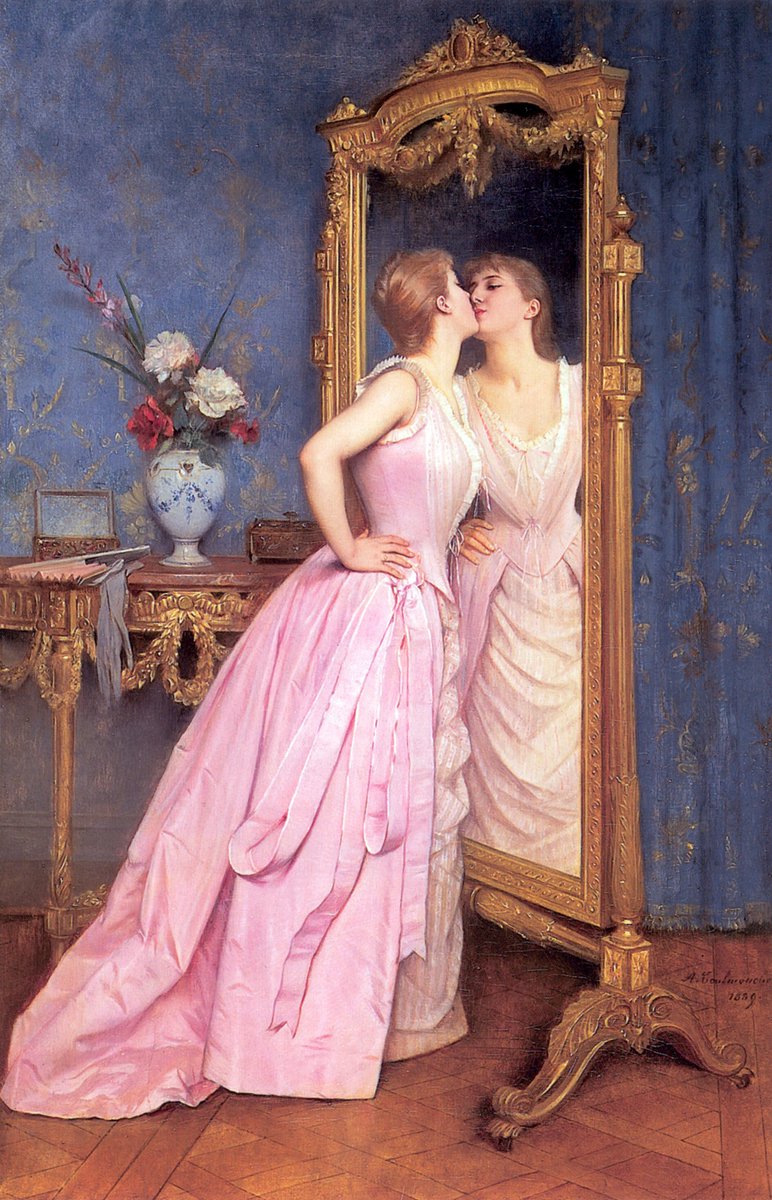 wikivictorian's tweet photo. Vanity, by French painter Auguste Toulmouche (1870). In private collection. https://t.co/2C1Iu9Ctbk