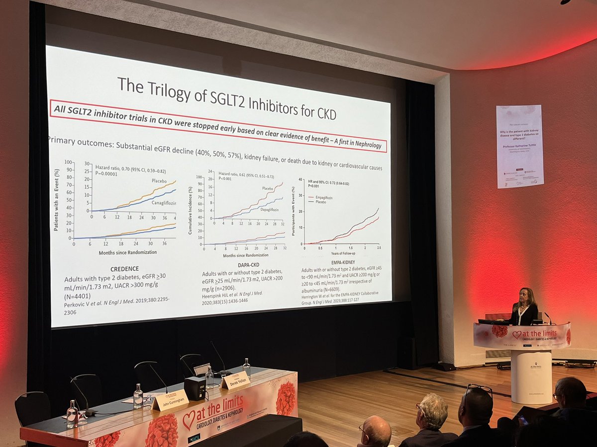 drmeallan's tweet photo. Fantastic @TheLancet Lecture at #CDNATL23 from @KatherineTuttl8 summarising our new drug toolkit for #kidney patients & 3🔑points: treat #CKD like 2WW; see Pts often to avoid Rx inertia; we cannot treat what we cannot see - dipsticks at the ready! https://t.co/199fPy2Npm