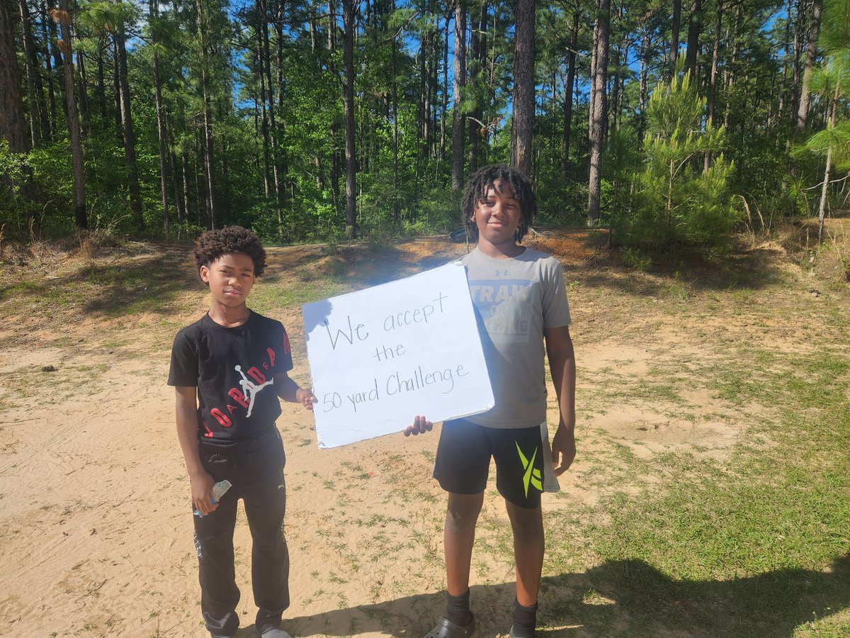 Please help me welcome Brycen & Brady of Purvis, MS to the family . They have stepped up & accepted our 50 yard challenge .Thank you for wanting to make a difference in your community . Will your kids be next to sign up ?