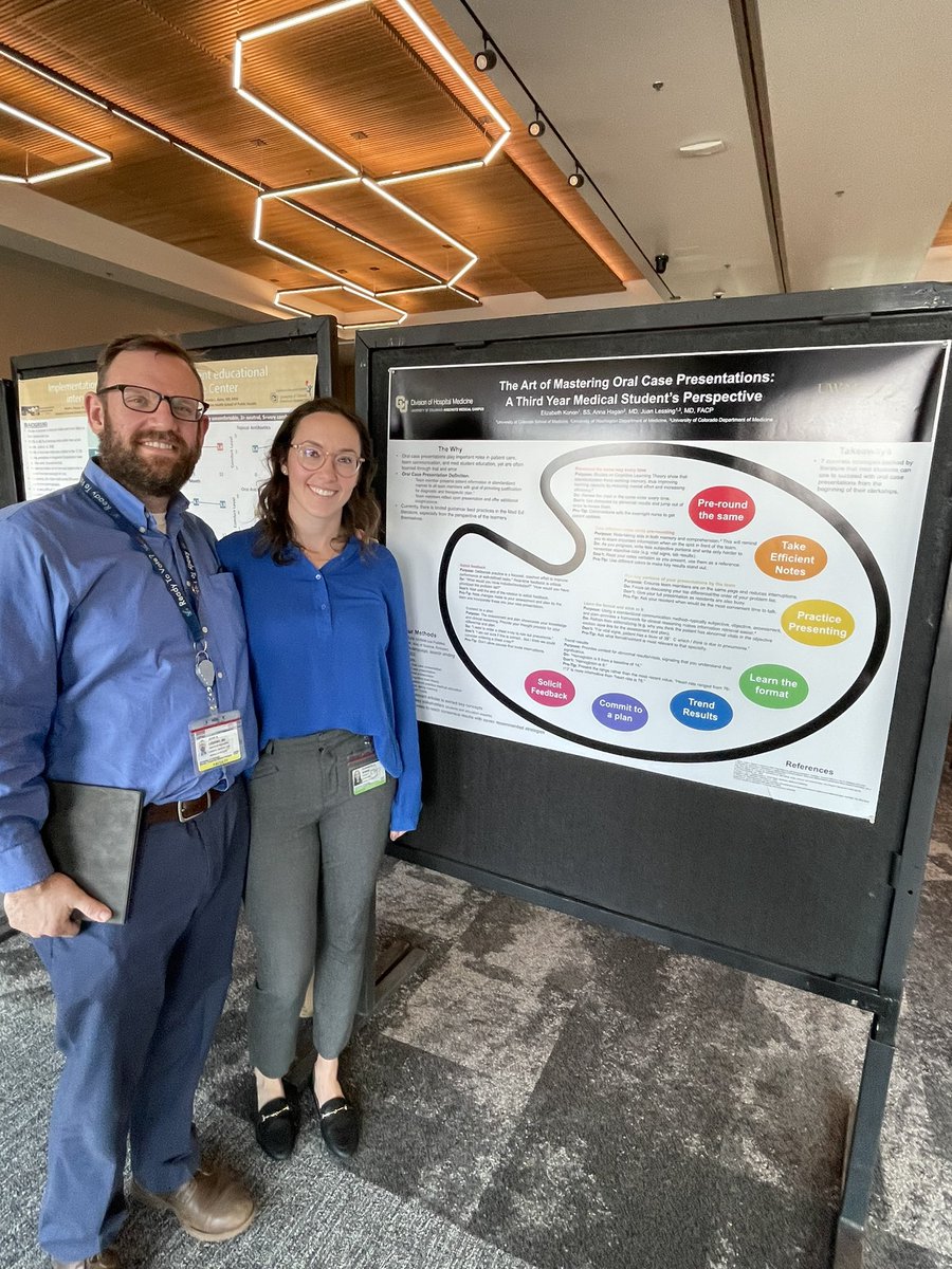 drlessing's tweet photo. @CUMedicalSchool soon-to-be IM intern @ElizabethKonon sharing her work &amp; lessons about #MedEd lit-based oral case presentation strategies. I think her poster is 🔥 🔥 Really nailed concept that posters are visual medium! I love getting to work w/ such amazing people! Strong work! https://t.co/xGDV2oE4LK