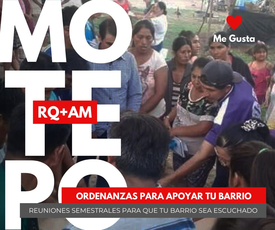 MÁS❤️ MÁS COMUNIDAD ORGANIZADA PARA EL BIEN COMÚN Los barrios deben ser recibidos 2 veces al año por los Concejales, para planificar soluciones junto a Municipio y Provincia. Solo así se prospera. Trabajando juntos

#SOMOS concejales #MOTEPO ❤️
RQ+AM #UnaCapitalVerde rumbo al #7M