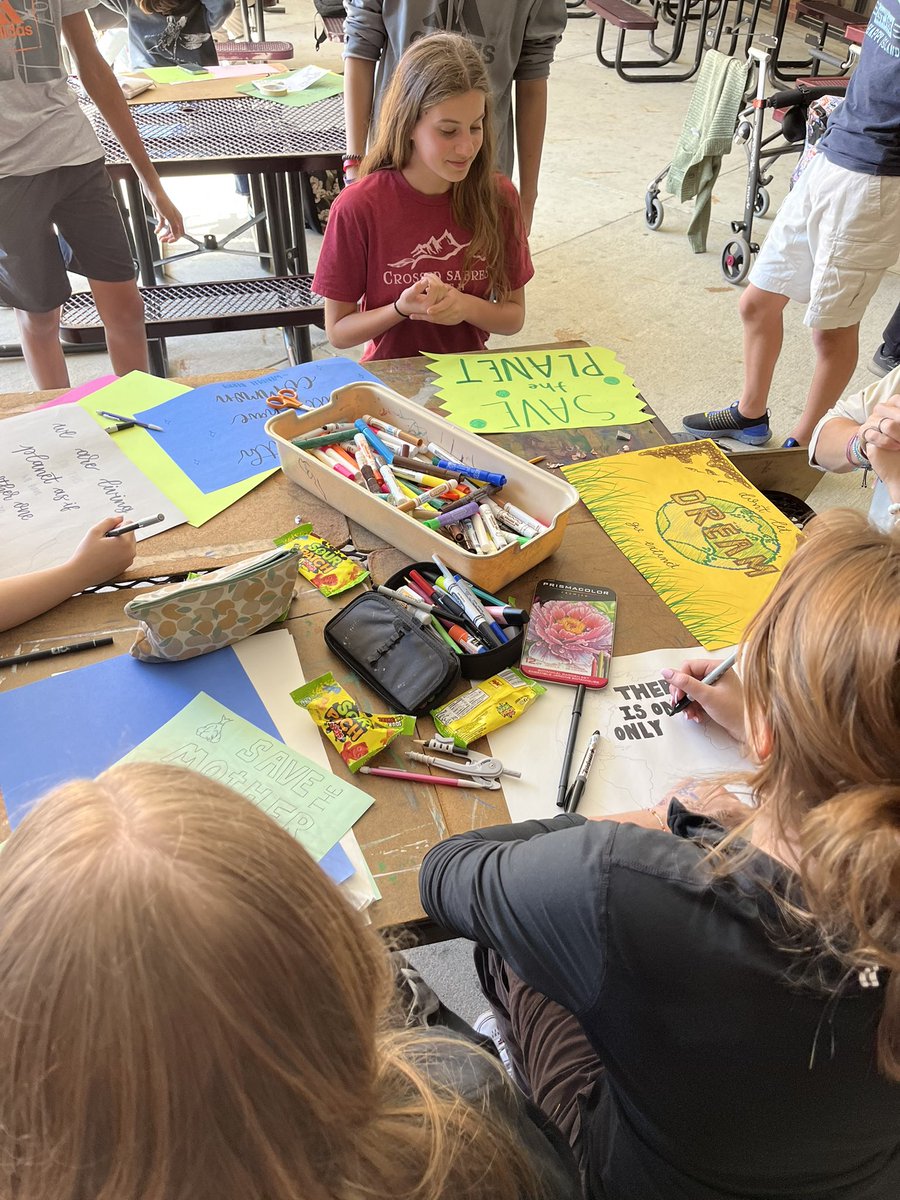 Art Community Service club teamed up with Green Club &amp; Interact in support of Earth Day this week. #cobbartrocks #artsedga #gotrojans