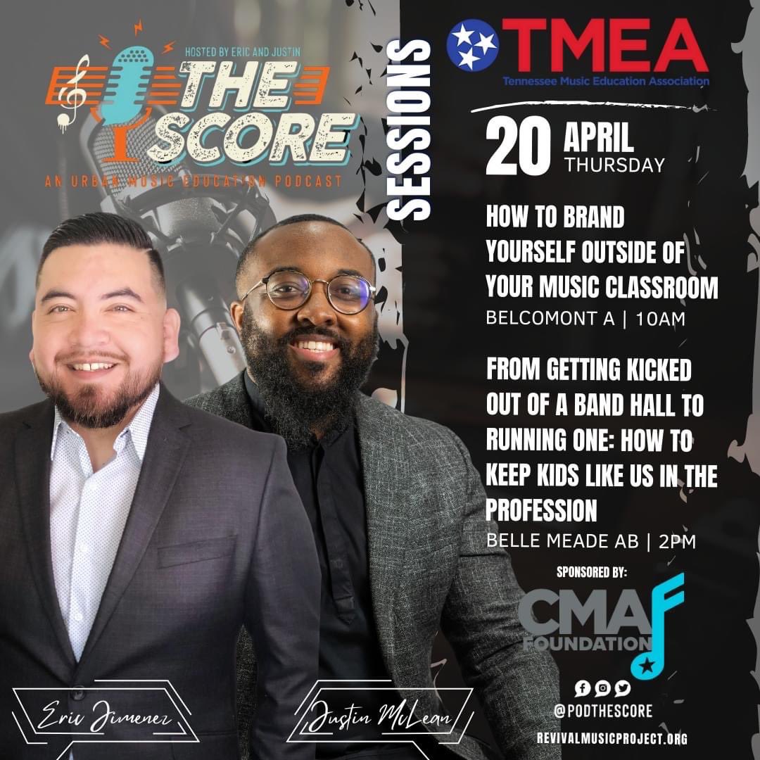 cmafoundation's tweet photo. If your heading to the Tenessee Music Educators Conference this week, be sure to check out these fantastic workshops on Thursday with @podthescore! 💙👏 #ThePowerofMusic #MusicEducation https://t.co/bRJd82mgOK