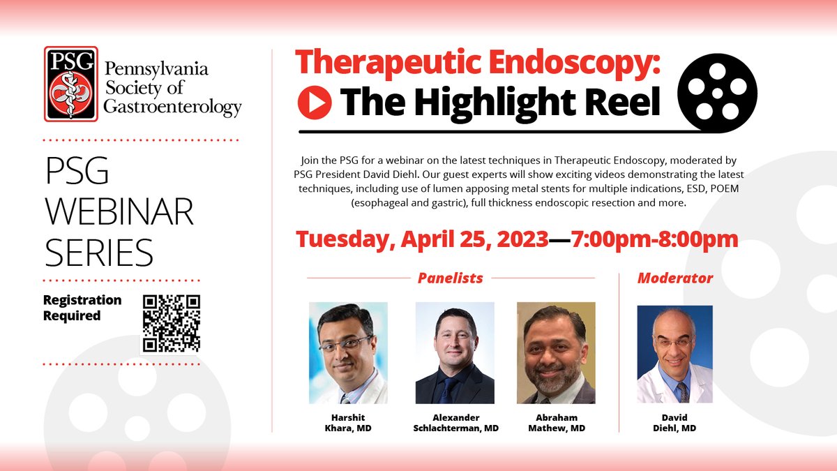 Pennsylvania Society of Gastroenterology (PSG) (@pagastrosoc) on Twitter photo 1 Week Away!!! Have You Registered Yet!?
Join us on April 25 for a webinar on the latest techniques in Therapeutic Endoscopy moderated by
<a href="/DavidDiehlMD/">David Diehl</a>
Panelists include: -
<a href="/HarshitKharaMD/">Harshit S. Khara, MD, FACG, FASGE</a>
<a href="/SchlachtermanMD/">Alex Schlachterman</a>
& Abraham Mathew, MD.
Register Today: form.jotform.com/230526972461155 1 Week Away!!! Have You Registered Yet!?
Join us on April 25 for a webinar on the latest techniques in Therapeutic Endoscopy moderated by
<a href="/DavidDiehlMD/">David Diehl</a>
Panelists include: -
<a href="/HarshitKharaMD/">Harshit S. Khara, MD, FACG, FASGE</a>
<a href="/SchlachtermanMD/">Alex Schlachterman</a>
& Abraham Mathew, MD.
Register Today: form.jotform.com/230526972461155
