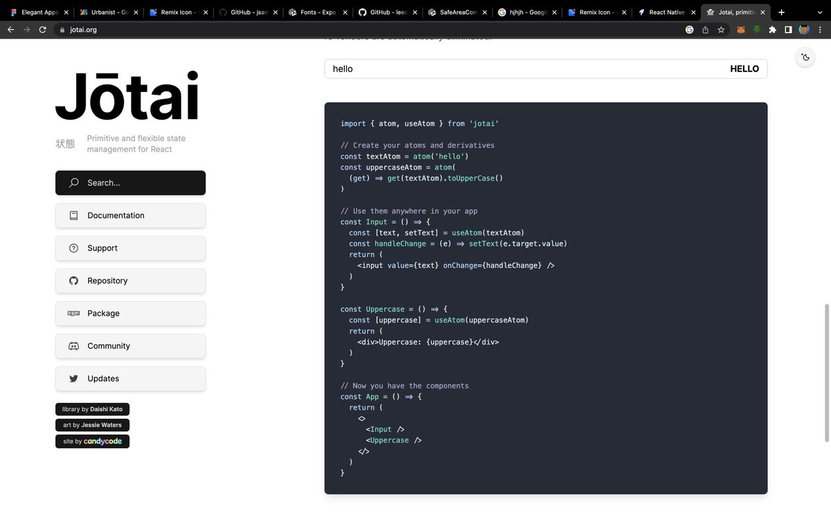 greatonical's tweet photo. Day 5 of 30: Today I learnt about the basics of atom and useAtom with Jotai, and also a bit of React Native Paper.
Hour spent > 30 mins
#learn #daysoflearning #tech #30daysoflearning #react #nodejs #jotai #reactnative #app #javascript #code #dev https://t.co/hjIJtKXvXD