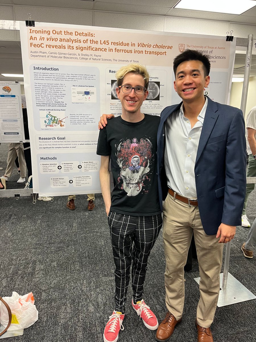 PayneLabUT's tweet photo. 📷Congratulations🥳 to one of our undergraduate research scholars @austinpham00 for presenting his 🦠🧫research🦠🧫 at the @TexasScience Undergraduate Research Forum last week!!

Kudos also to his excellent research mentor @camilog137 

🥳🥳

#WhatStartsHere https://t.co/Z9UU1lmGiQ