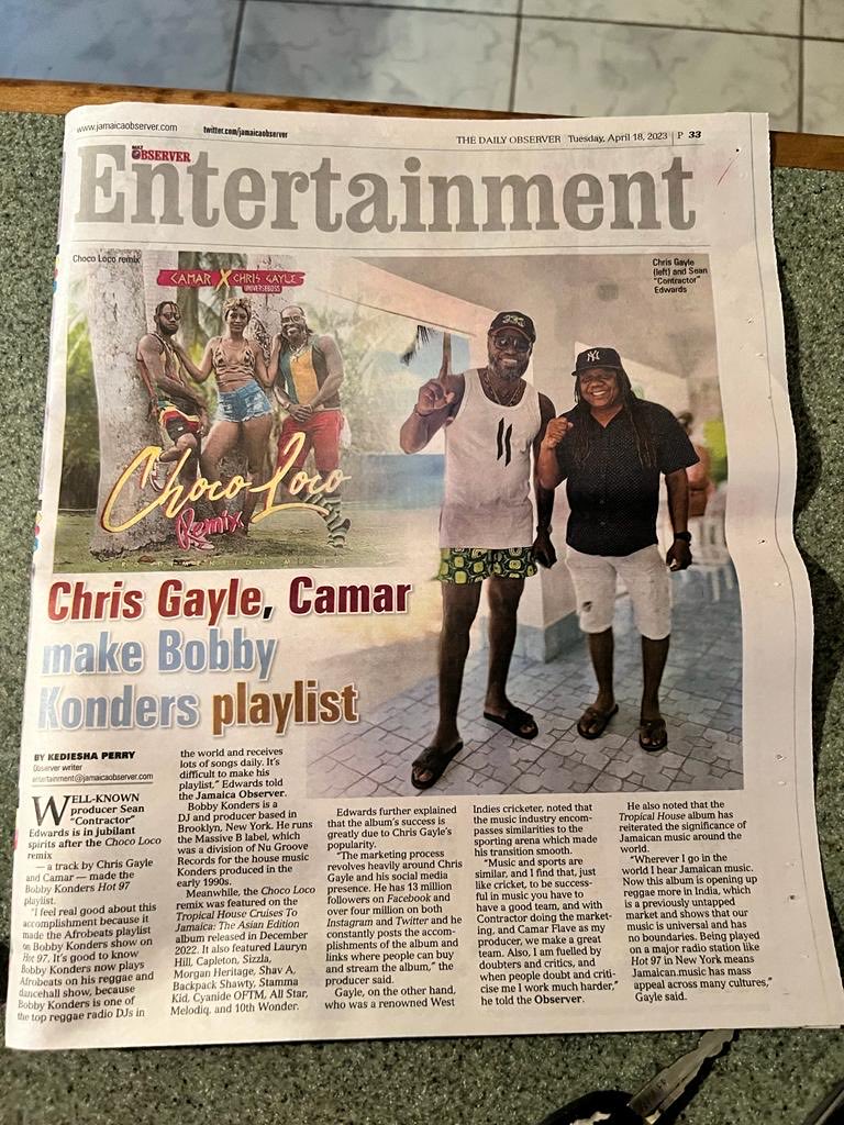 camarflava's tweet photo. ⁦@henrygayle⁩ @camarmusic @bobbykonders @hot97 make the lead story in today's @jamaicaobserver. Keep.Streaming https://t.co/jCt6JfnrhT
#contractormusicmarketing https://t.co/oGxIb0pmnJ