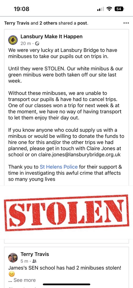 sthelensredMUFC's tweet image. My youngest sons SEN school in St Helens have had their minibuses stolen. Can anyone help? Retweet please @StevePrescott1 @AdeCunliffeSPF @PScully13 @Saints1890 @sarm0161 @RedVeeDotNet