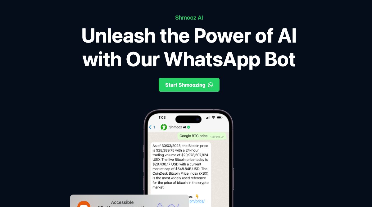 TheRundownAI's tweet photo. @mckaywrigley 3. Use ChatGPT on WhatsApp using Shmooz AI

Talk with ChatGPT directly on WhatsApp.

https://t.co/wtFxHJaI01 https://t.co/z265721XVs