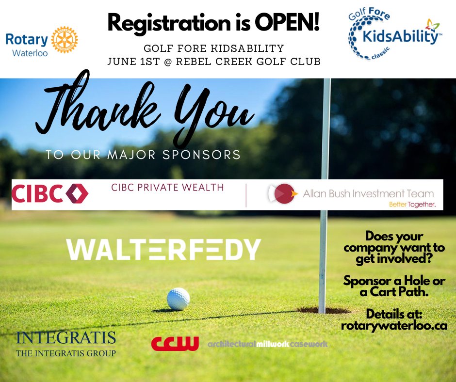 rotarywaterloo's tweet photo. To thank our sponsors for the Golf Fore KidsAbility. We could not do this event without your amazing support. https://t.co/cUuV7Twf7n