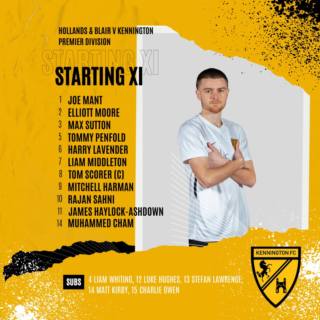 KenningtonFC's tweet photo. 𝗕𝗥𝗘𝗔𝗞𝗜𝗡𝗚 📰 | Here is your #TON team for tonight’s @SCEFLeague fixture against @hollandsblairfc https://t.co/cgEzuu5TKh