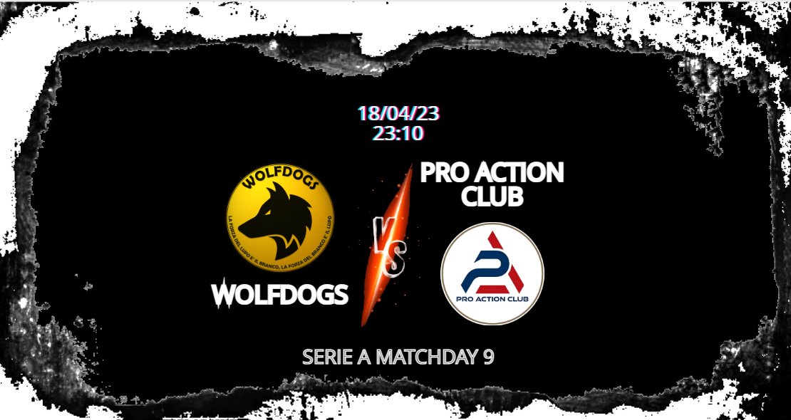 #MatchDay
@wolfdogsproclub  - Pro Action Club
(23:10)  
Pro League Serie A 
FORZA PRO ACTION!   
dove trovarci in live 📷 
twitch.tv/method_tical