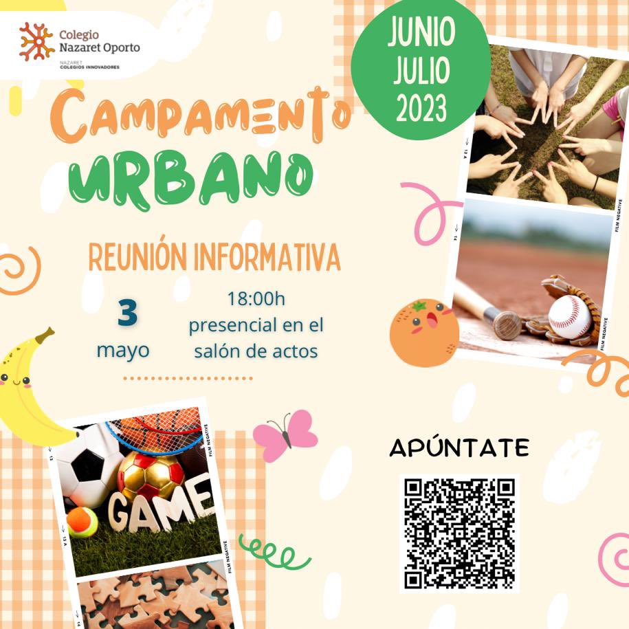 Ya están aquí las reuniones informativas de los campamentos de verano 2023. Para poder asistir debéis rellenar los formularios de asistencia en los códigos QR.⬇️

Para más información podéis preguntar en el colegio.
