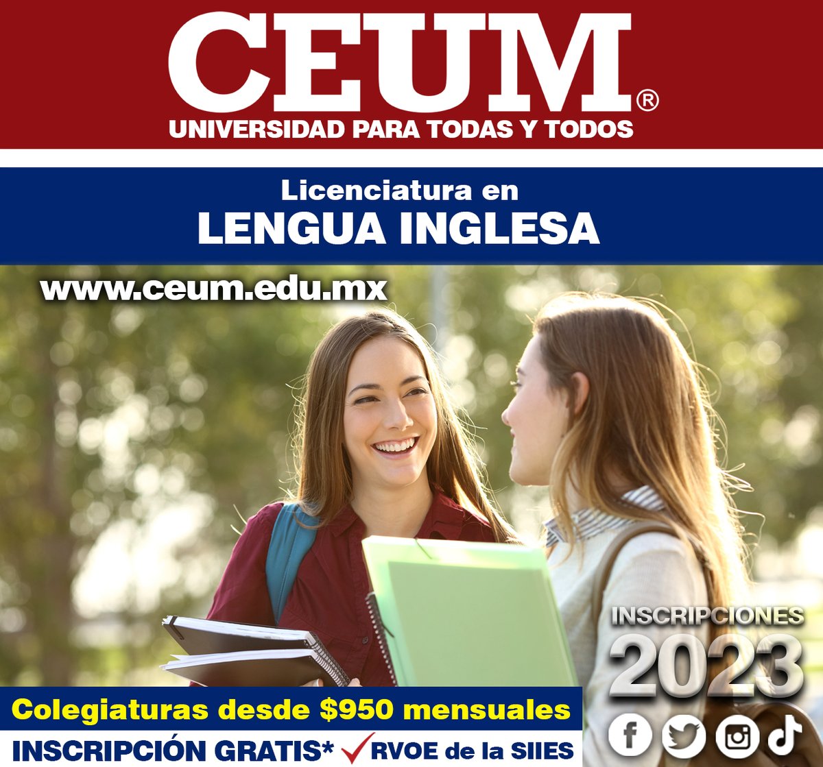 ceummx's tweet photo. LICENCIATURA EN LENGUA INGLESA 
¡ INSCRIPCIONES ABIERTAS ! https://t.co/xI3CsfWhie