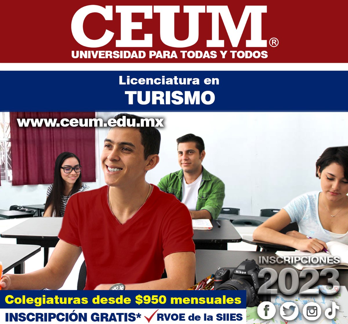 ceummx's tweet photo. LICENCIATURA EN TURISMO
¡ INSCRIPCIONES ABIERTAS ! https://t.co/cbQ5Tyel6e