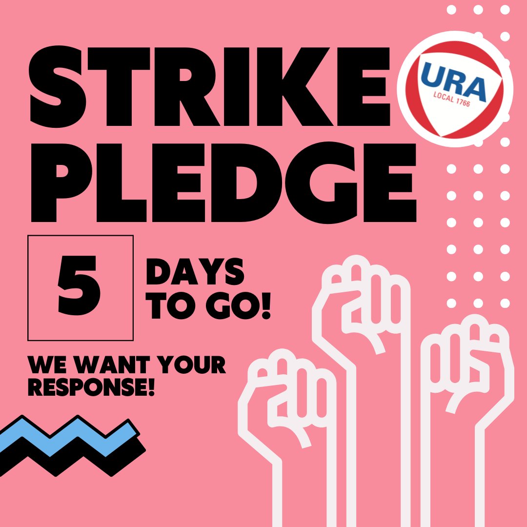 📢📢 URA- we need to hear from you!

ONLY 5 DAYS TO GO!!

Take the pledge 👉 tinyurl.com/URAStrikePledge