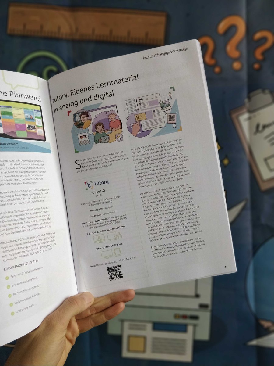 43 großartige junge Bildungsunternehmen: Ab sofort an jeder Schule in einem einzigen superlativen Katalog! #twlz - holt euch das Teil aus dem Sekretariat! 💪
Tausendfachen Dank an die Menschen, die das mitorganisiert haben! We love you! ❤️❤️❤️
PS: tutory ist auf S. 41 😎