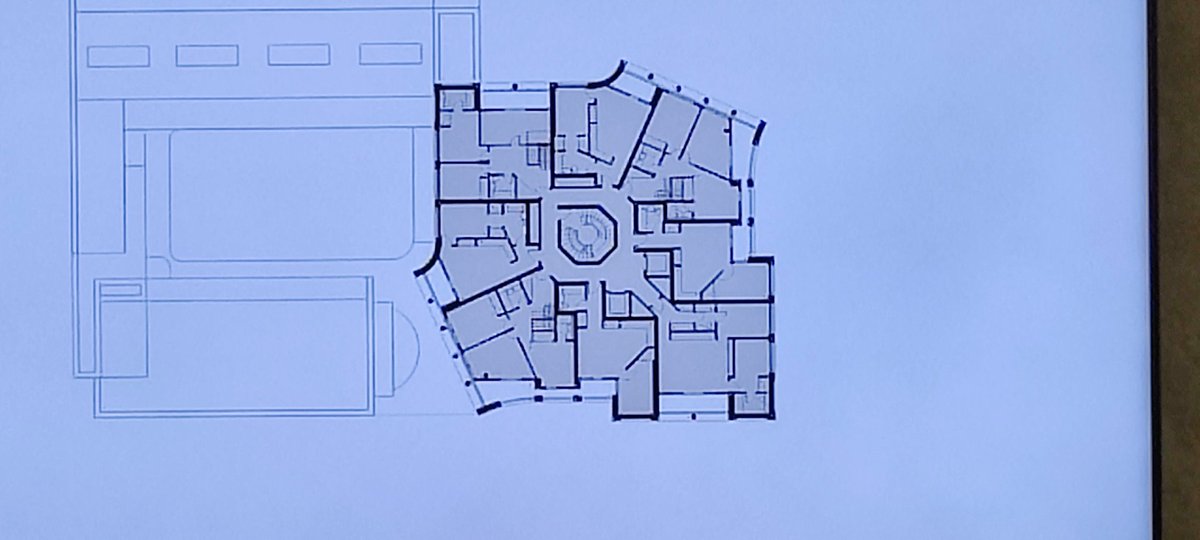 The residential tower had 8 flats per floor. Designed so none of the flats looked directly over the school @HenleyHalebrown #lcecBHU