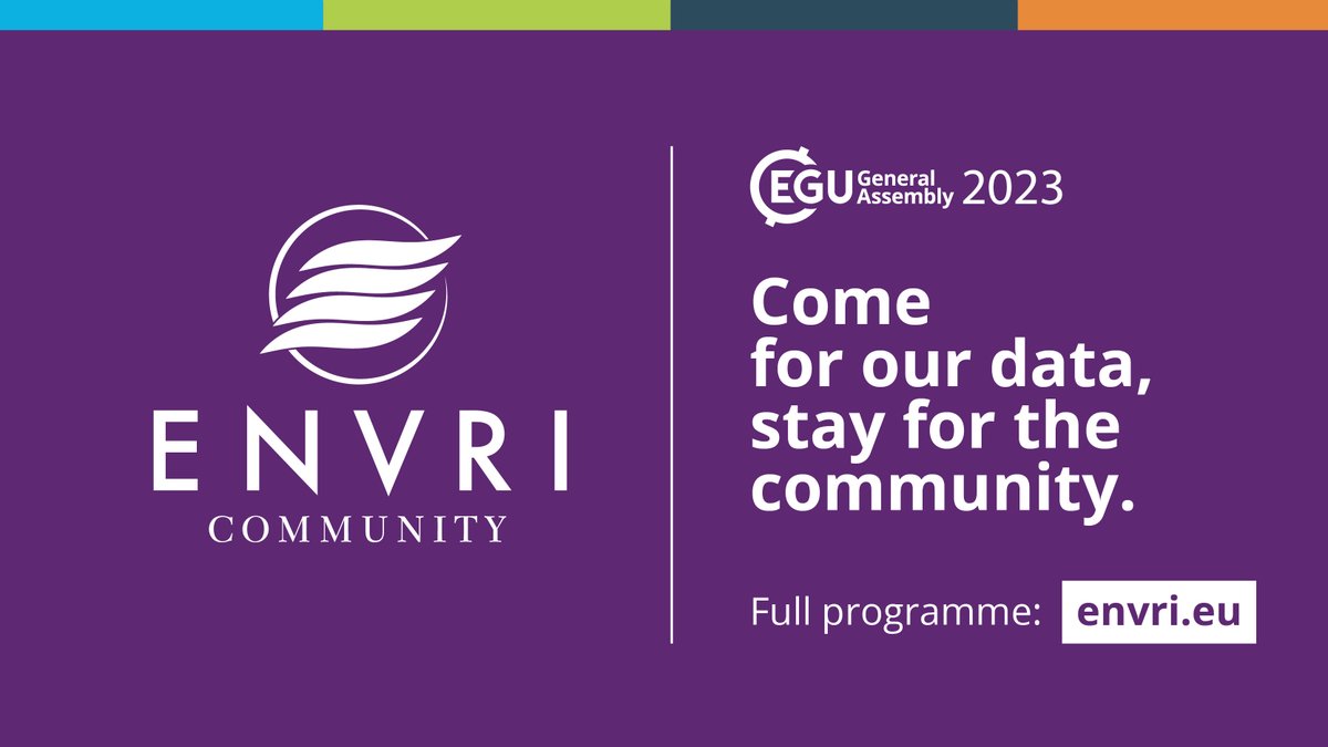 Come for our data, stay for the community! Get your daily dose of environmental science during #EGU23 at booth 23-25, entrance hall.
 
Check our Sessions, Lunch Talks, Townhall (with food &amp; drinks). And try the ENVRI Hub at our booth!

More: envri.eu/all-the-envri-…