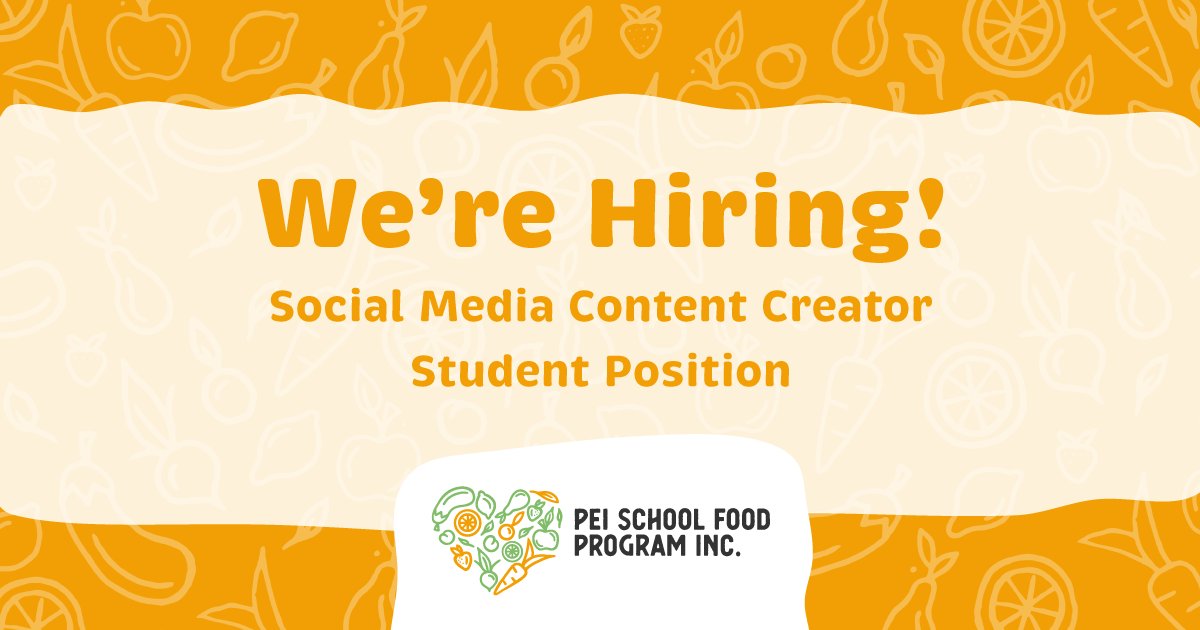 PEIschoolfood's tweet photo. Do you love social media and engaging with others? We're hiring a Social Media Content Creator for the summer!
Learn more about the position and how to apply here: https://t.co/uwbYTXFc9w
#PEI #PrinceEdwardIsland #PEISchoolFood #PEISchoolFoodProgram https://t.co/79y79Cgu5V