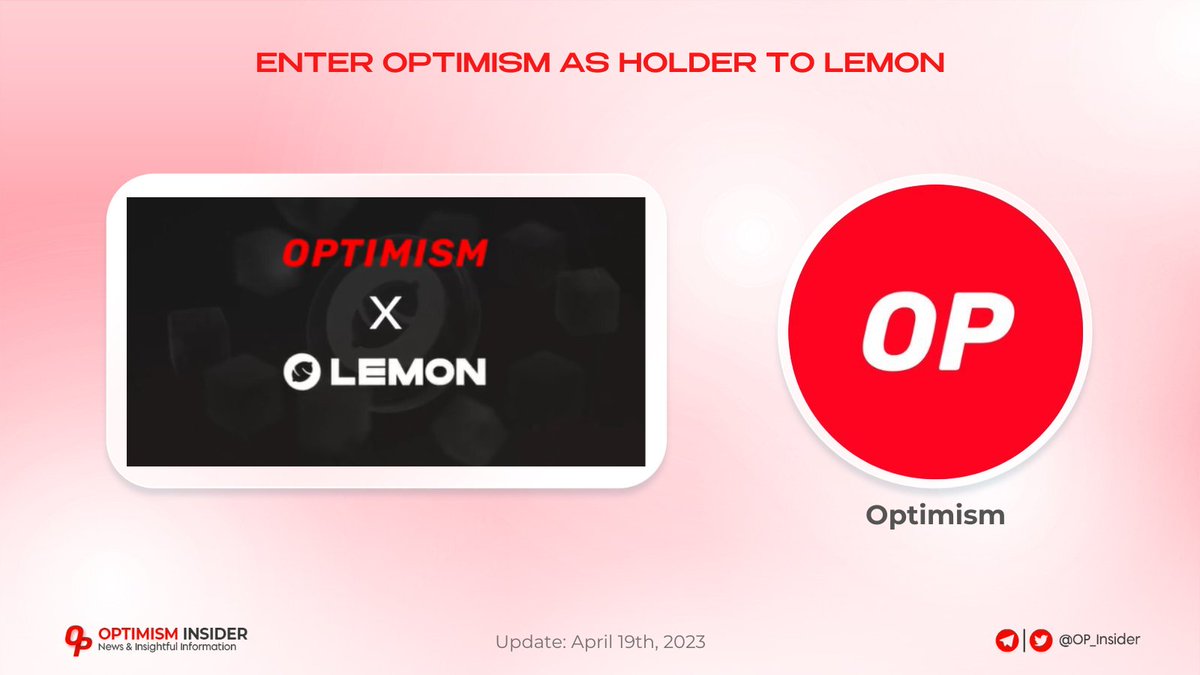 lfg_solution's tweet photo. ✨BREAKING NEWS✨
🫡Recently, @optimismFND joins @lemonapp_ar as a deposit & withdrawal network for $ETH
📢Shout out to the world now #Optimism fam
🚀Stay #Optimistic & follow us for more info 📷
#OP $OP #LemonCard https://t.co/8rWcF8Rson