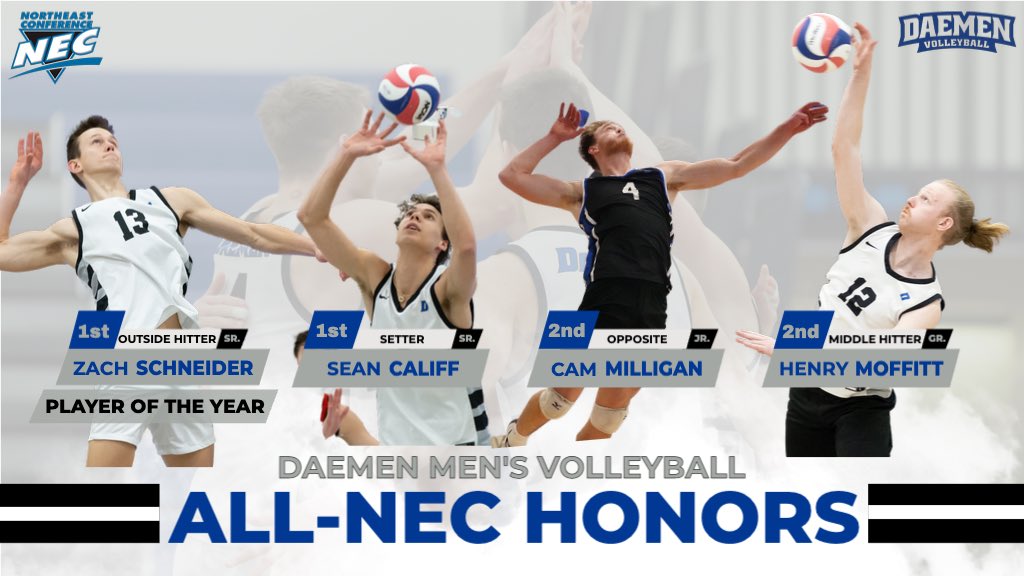 DaemenMVB's tweet photo. Four All-@NECsports honorees, and the first ever Player of the Year. So proud of our guys!!! 👊🏼

https://t.co/nhT7dSOT4f https://t.co/t6Wq8e0pad