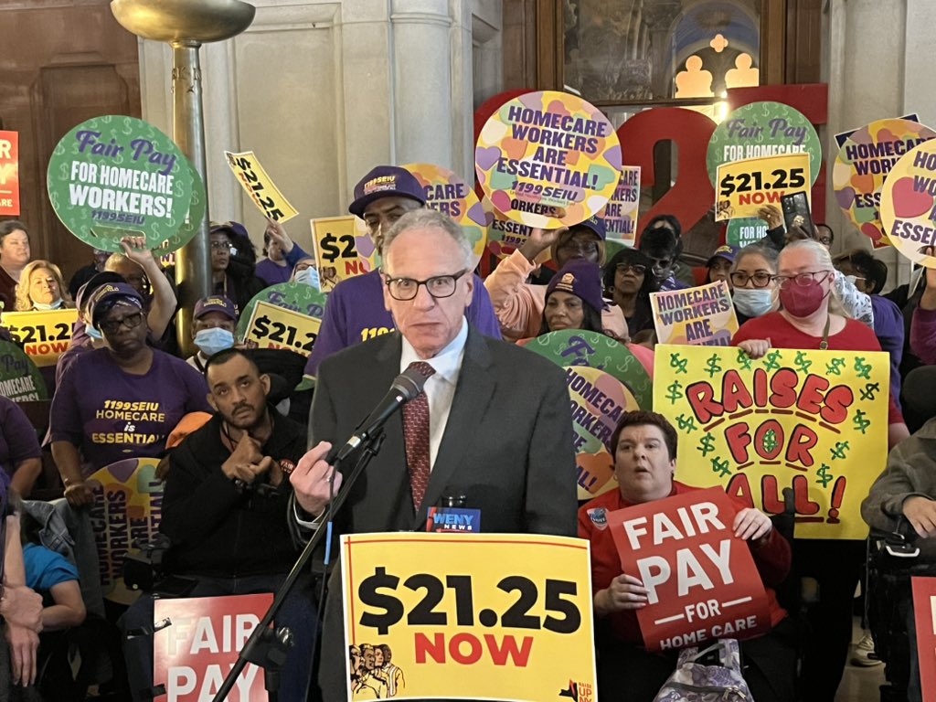 “We cannot backtrack this year. #Homecare workers are highly skilled people who serve the most vulnerable people in our community. We have to do the right thing for them, their clients, and their clients’ families.” - @JeffreyDinowitz #FairPay4Homecare #RaiseUpNY