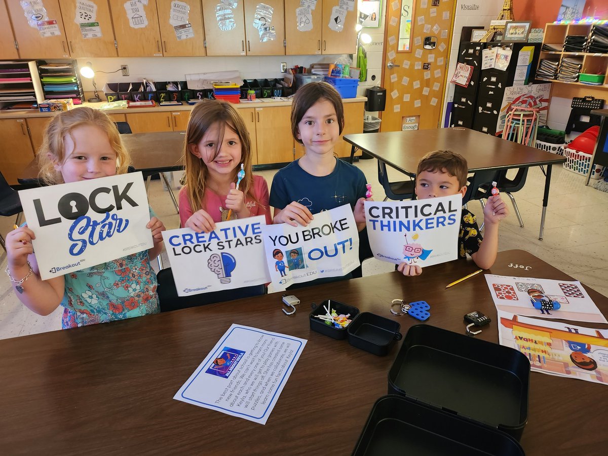 MrsNijsseGTE's tweet photo. These Kindergarteners are Critical Thinking "Lockstars"! π§ πβοΈ @NISDGTAA @WardWranglers @breakoutEDU #whyGT #NorthsideGT #webrokeout #lockstars #criticalthinkers https://t.co/ucVThHdjaO