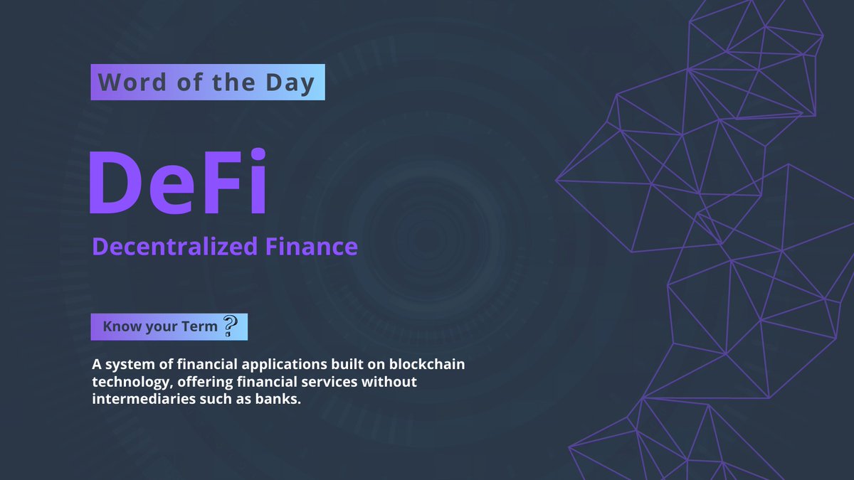 UnrealFinance's tweet photo. In the cryptocurrency world, the term "DeFi" has gained significant popularity.

What do you know about #DeFi? Let's find out 📚👇

#KnowYourTerm #blockchain https://t.co/Jcf2jOCUg0