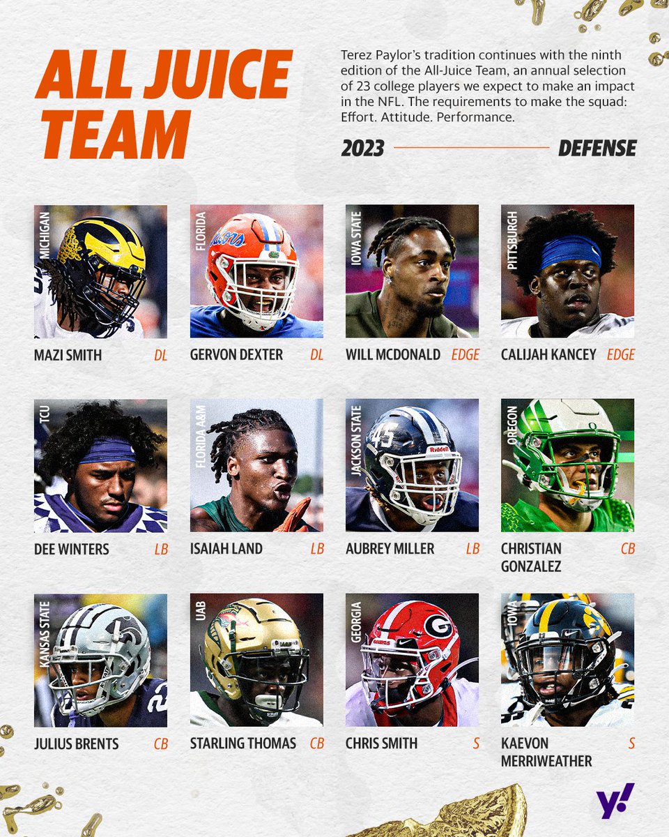 YahooSports's tweet photo. Effort + Attitude + Performance = “The Goods”

@CharlesRobinson and @FourVerts honor Terez Paylor’s legacy with the ninth edition of the All-Juice Team.

➡️ https://t.co/su7NolWJPN https://t.co/JMnOO4xnOC